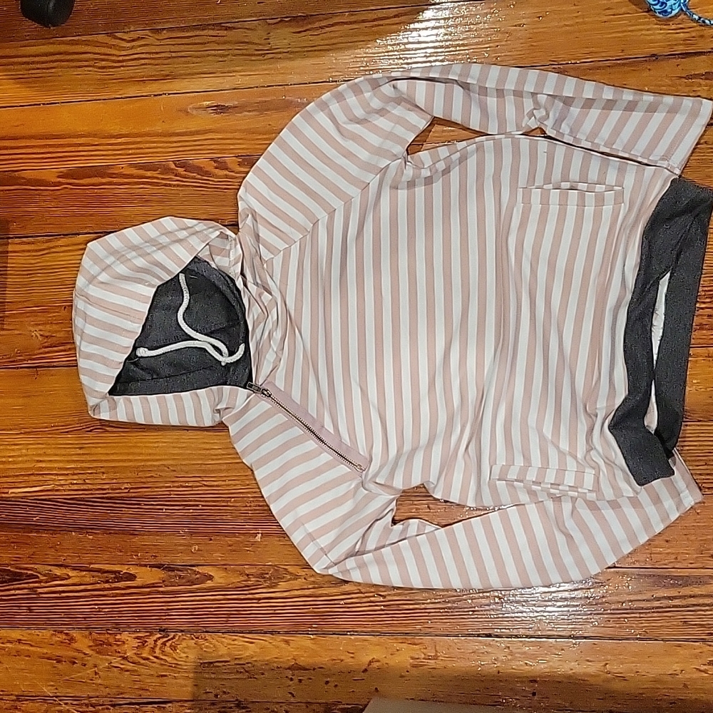 Size small pink, white and gray double hooded sweatshirt hoodie